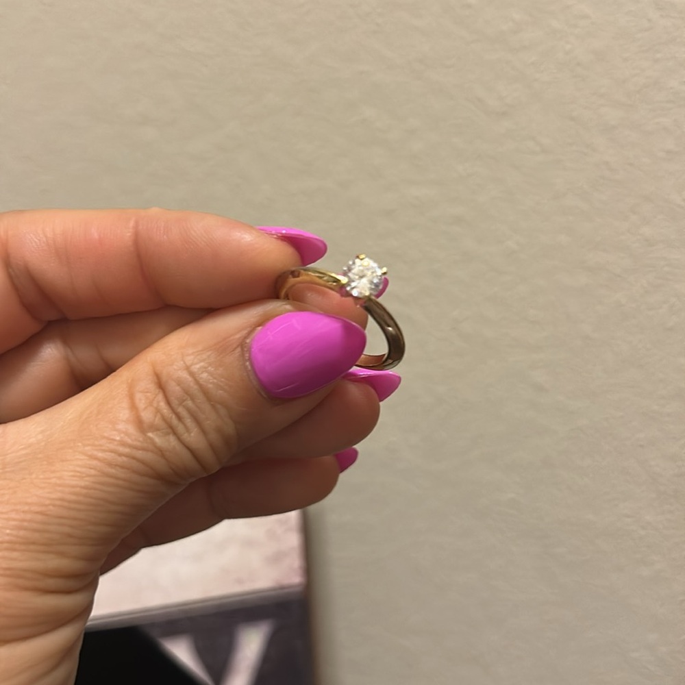 Gold Tone Ring with Diamond Accent Size 9 - Picture 10 of 12